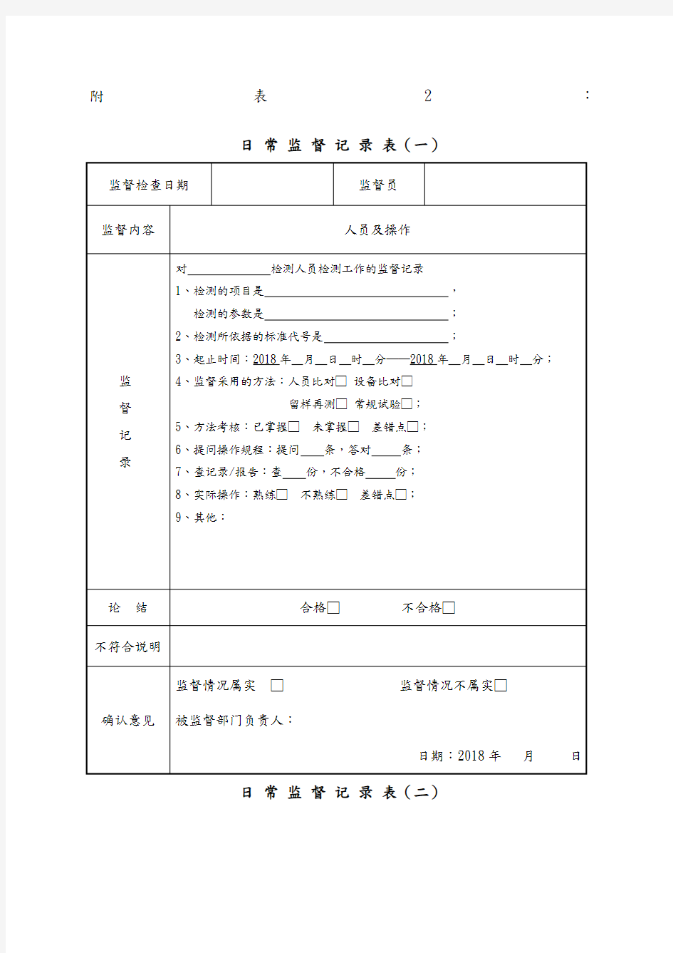 实验室质量监督记录填写