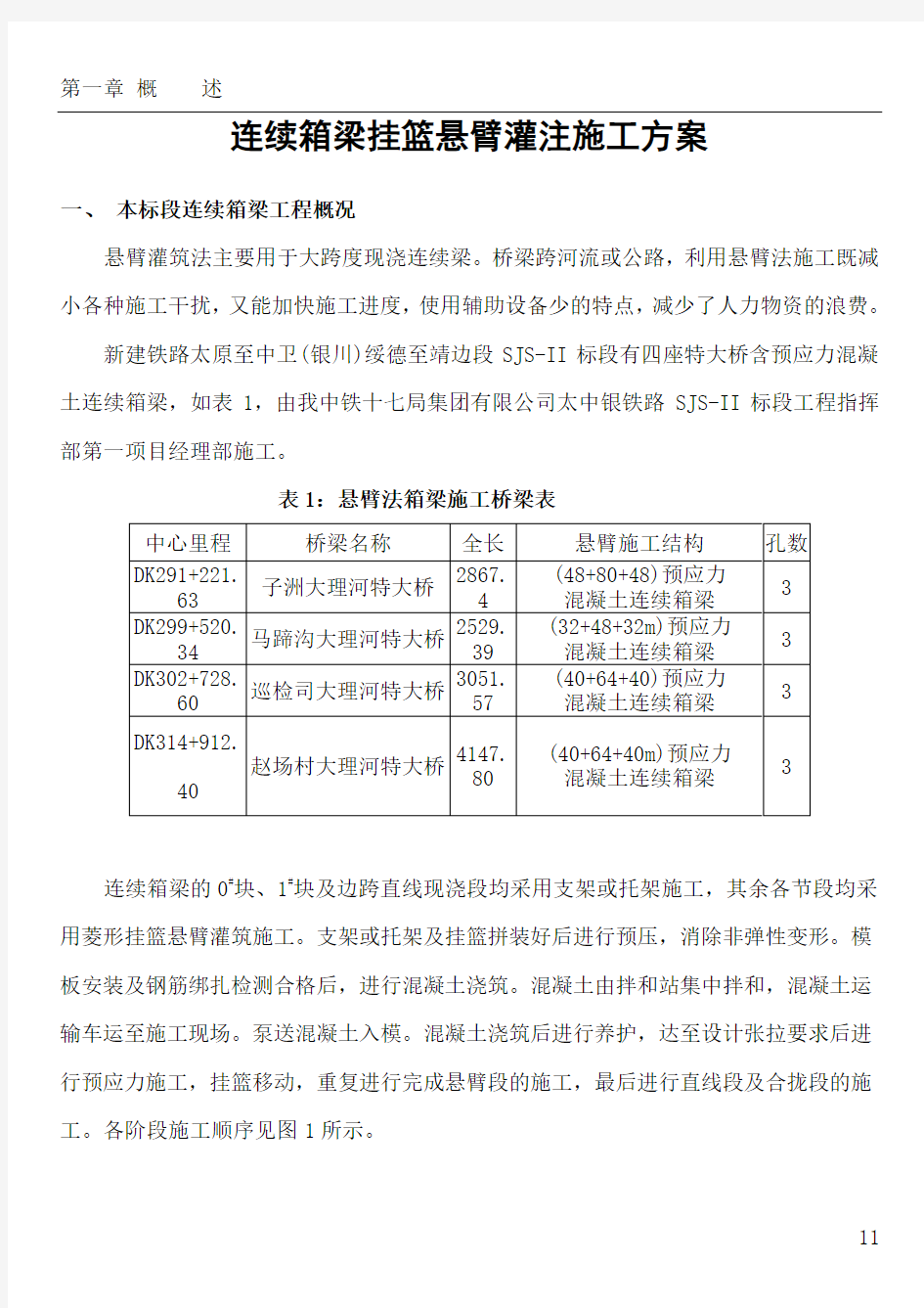 连续箱梁挂篮悬臂灌注施工方案