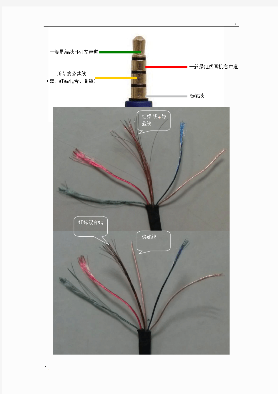 六线制耳机插头接线方法