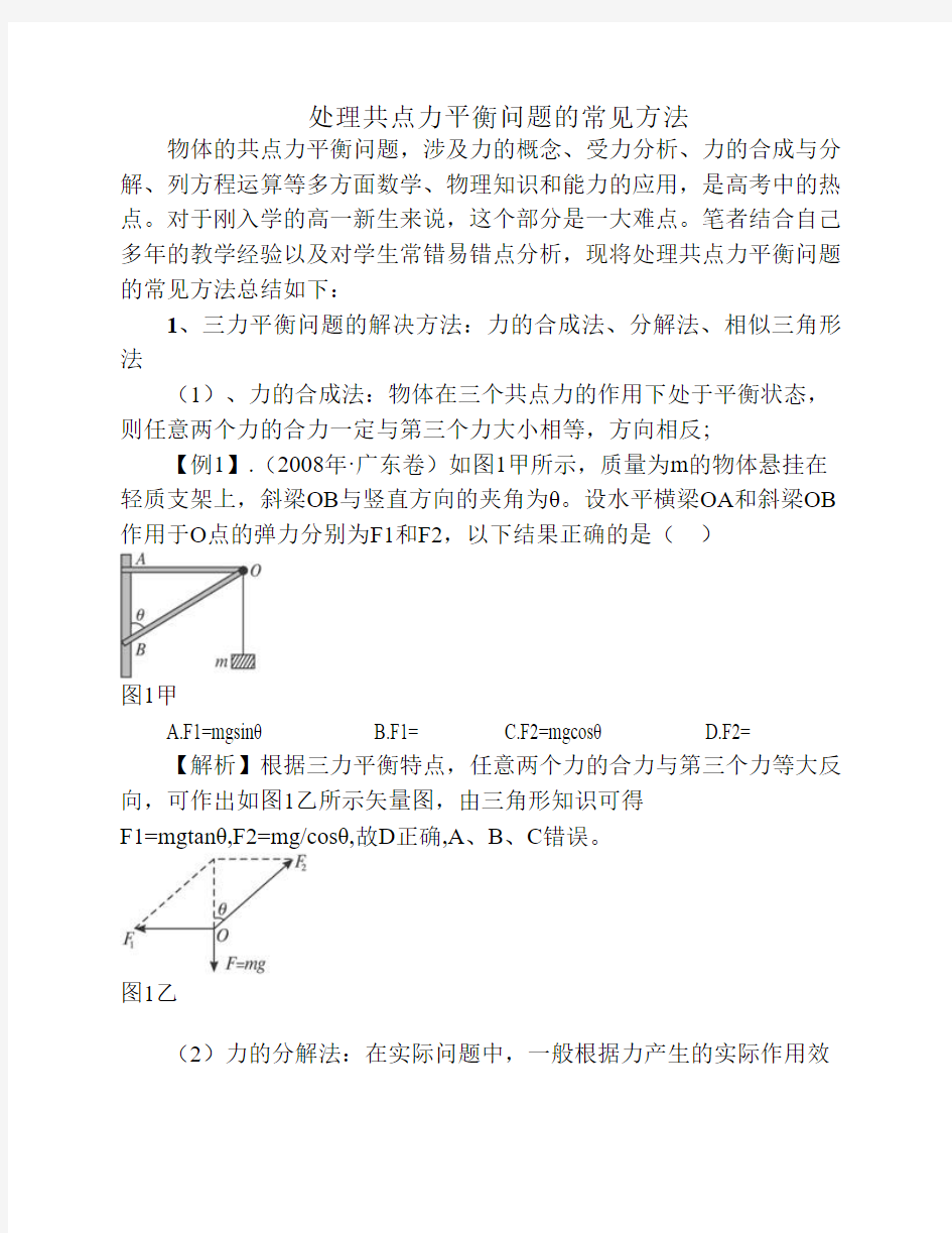 高中物理共点力平衡问题的    几种常见方法