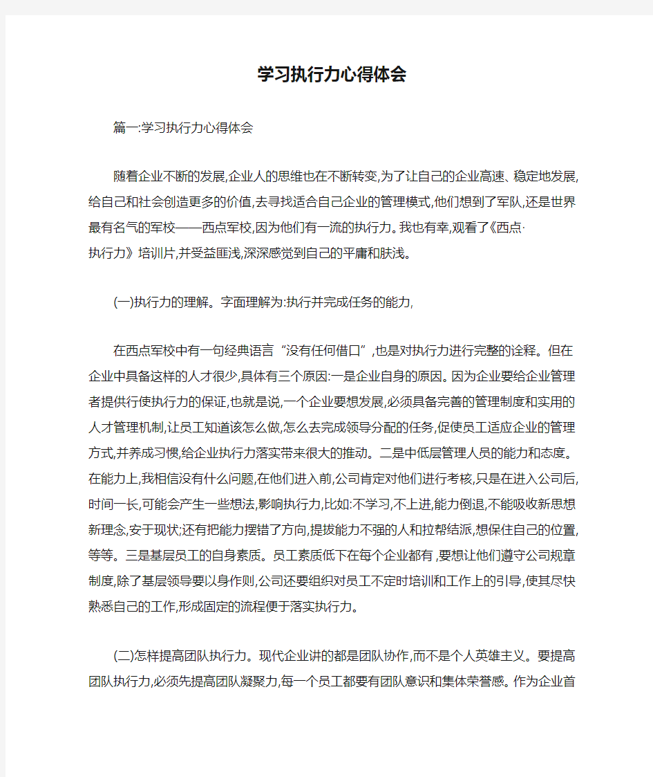 学习执行力心得体会