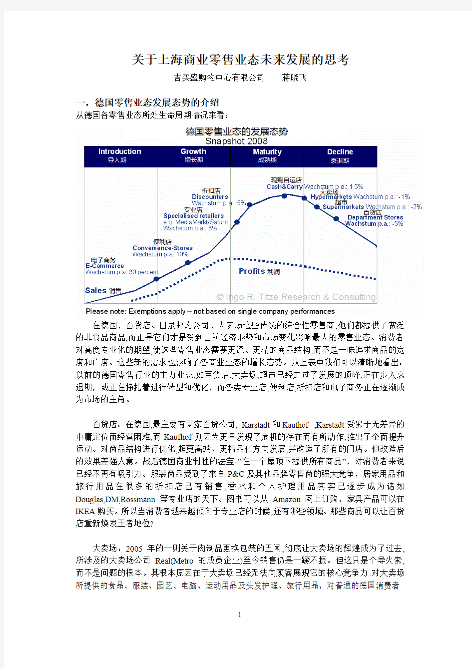 关于上海商业零售业态未来发展的思考