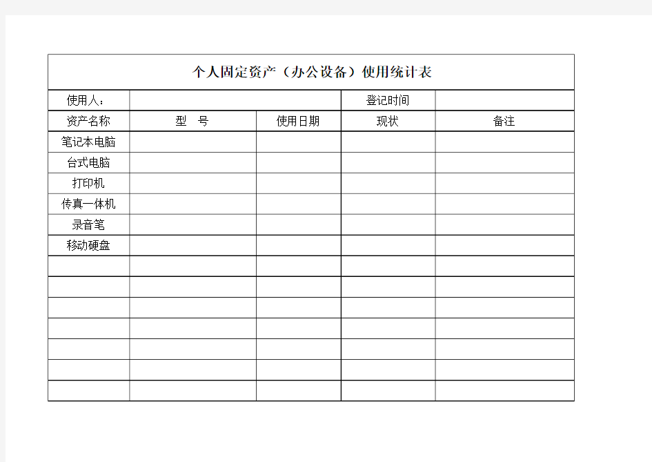 办公室固定资产统计表--