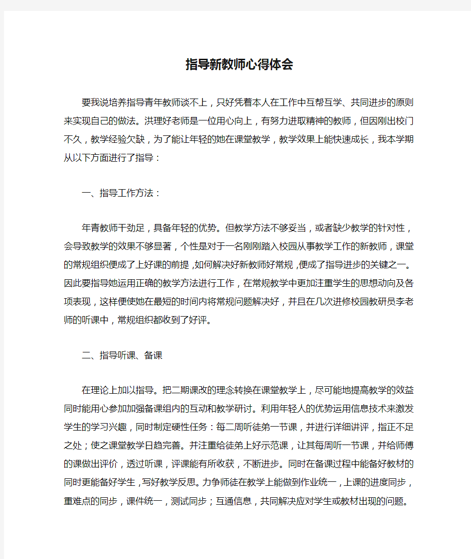 指导新教师心得体会