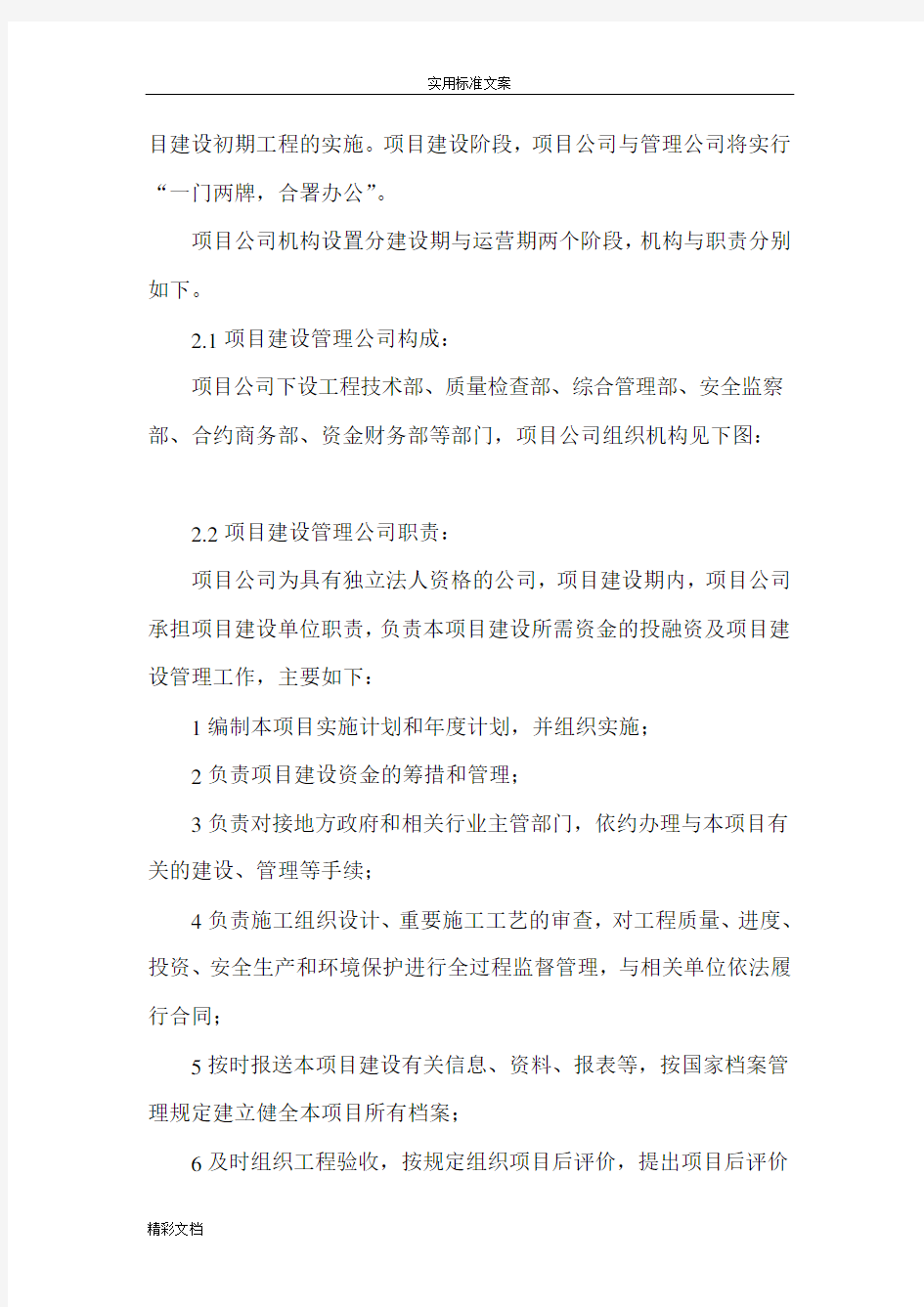 项目的公司成立方案设计