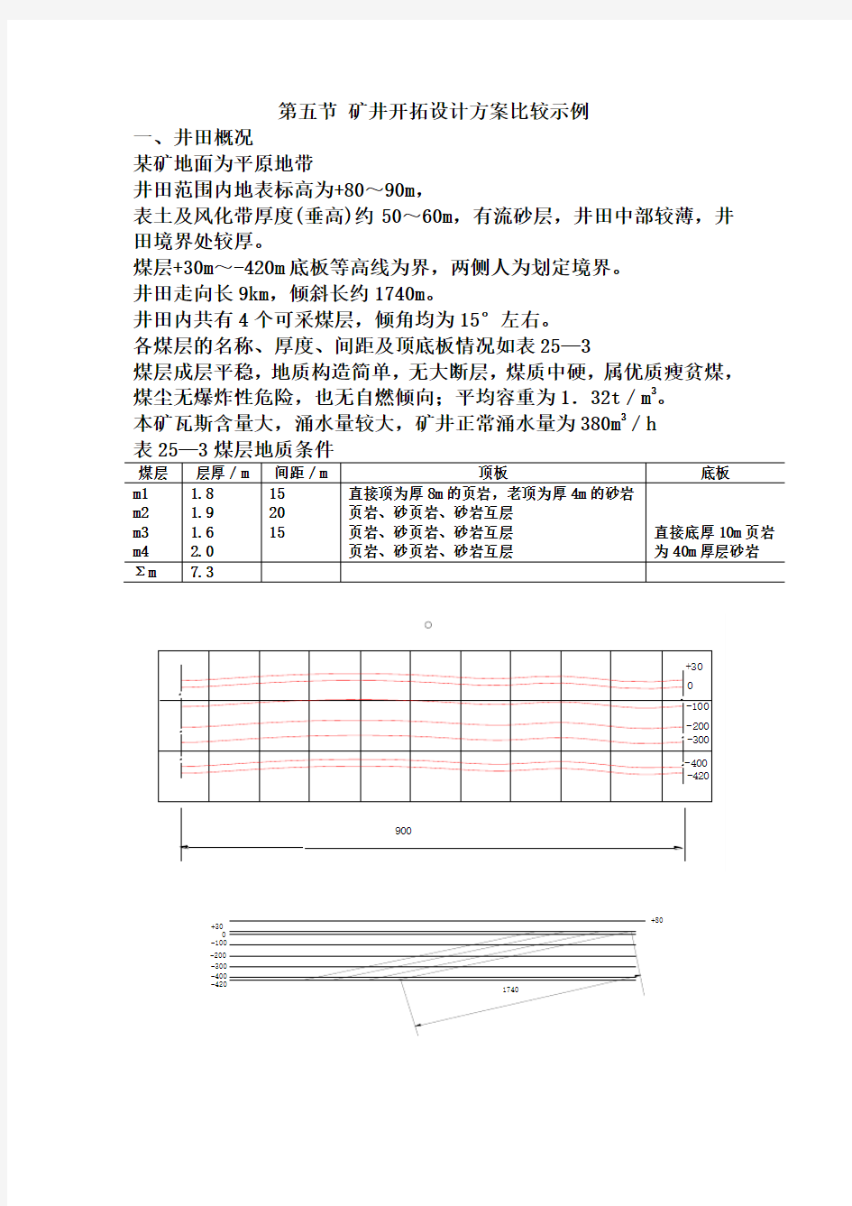 第五节 矿井开拓设计方案比较示例