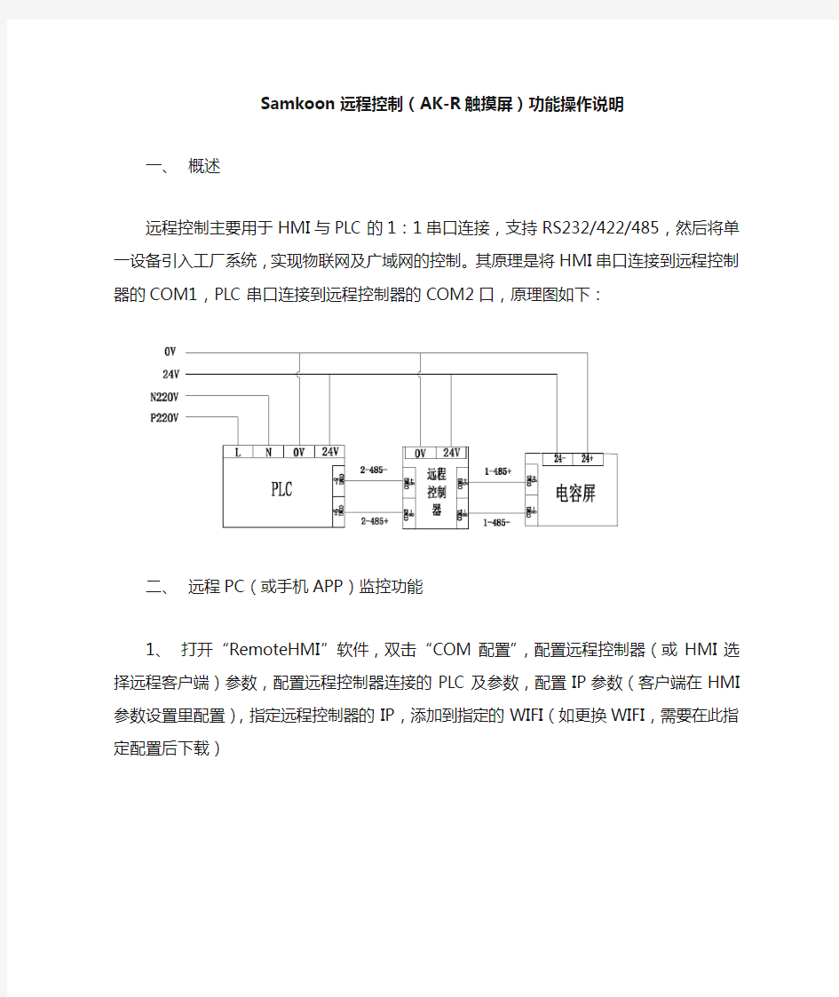 Samkoon远程控制(AK-R触摸屏)功能操作说明剖析