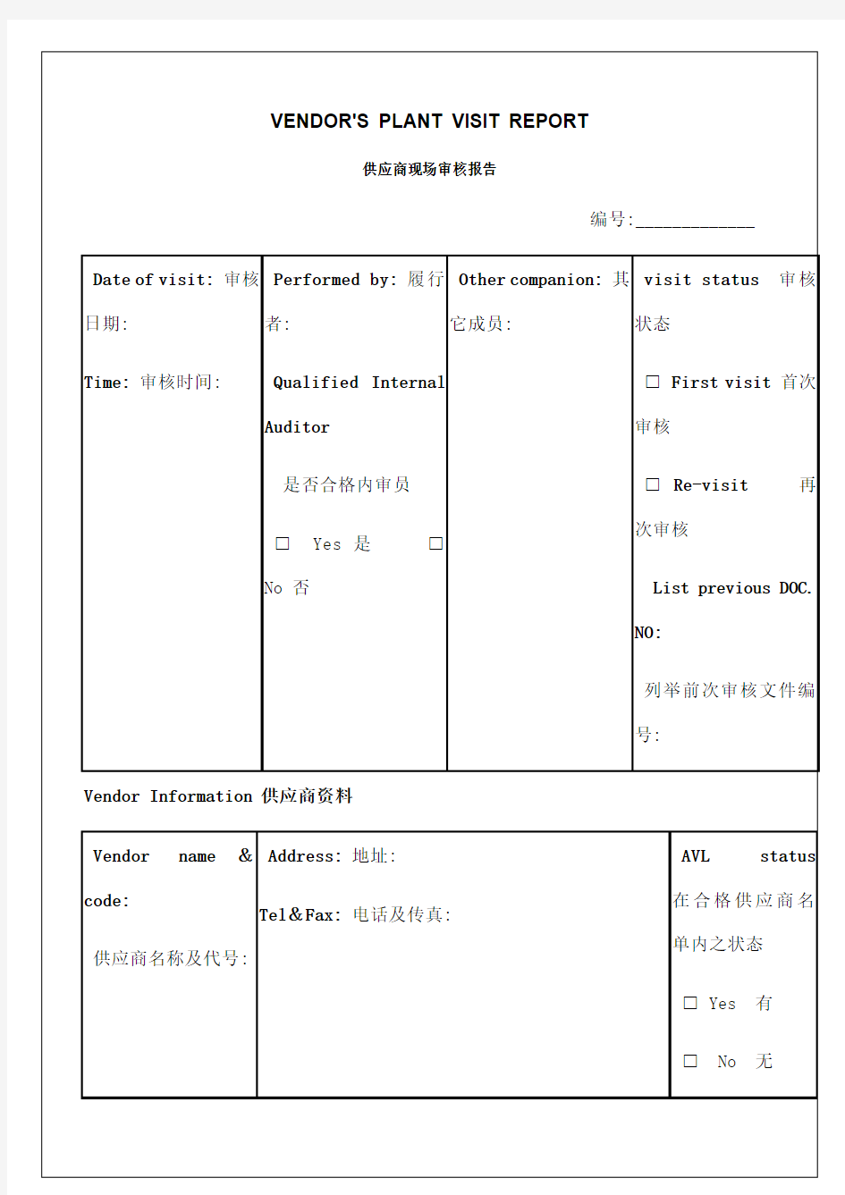 供应商现场审核报告