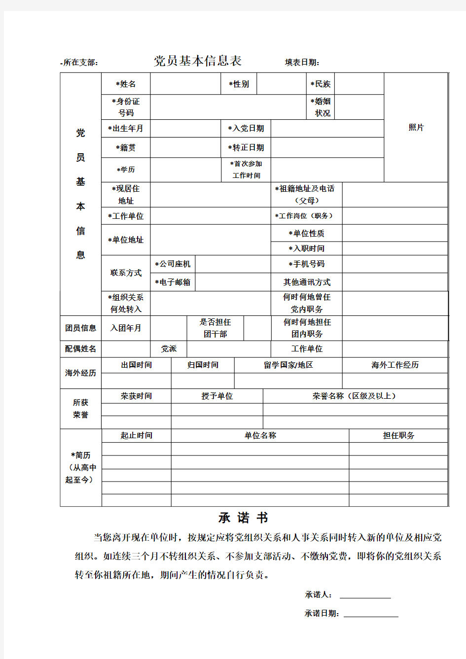 党员基本信息表