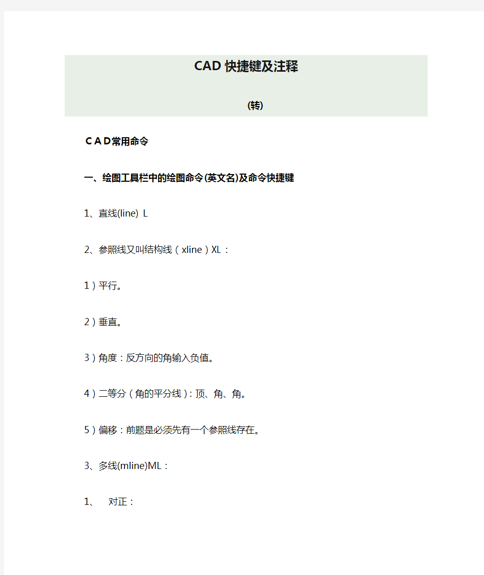 CAD快捷键及注释