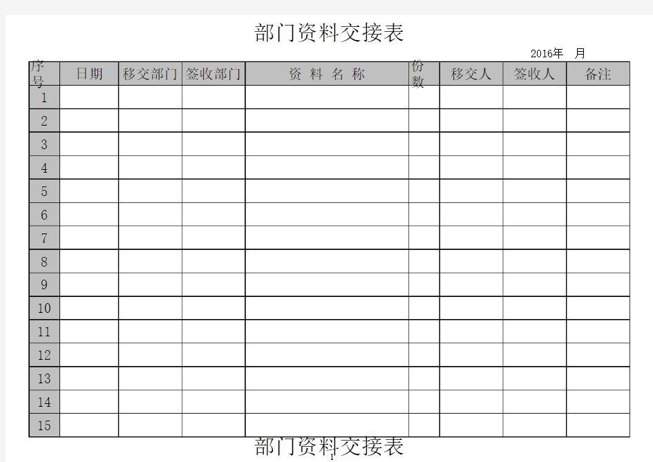 公司各部门资料交接表