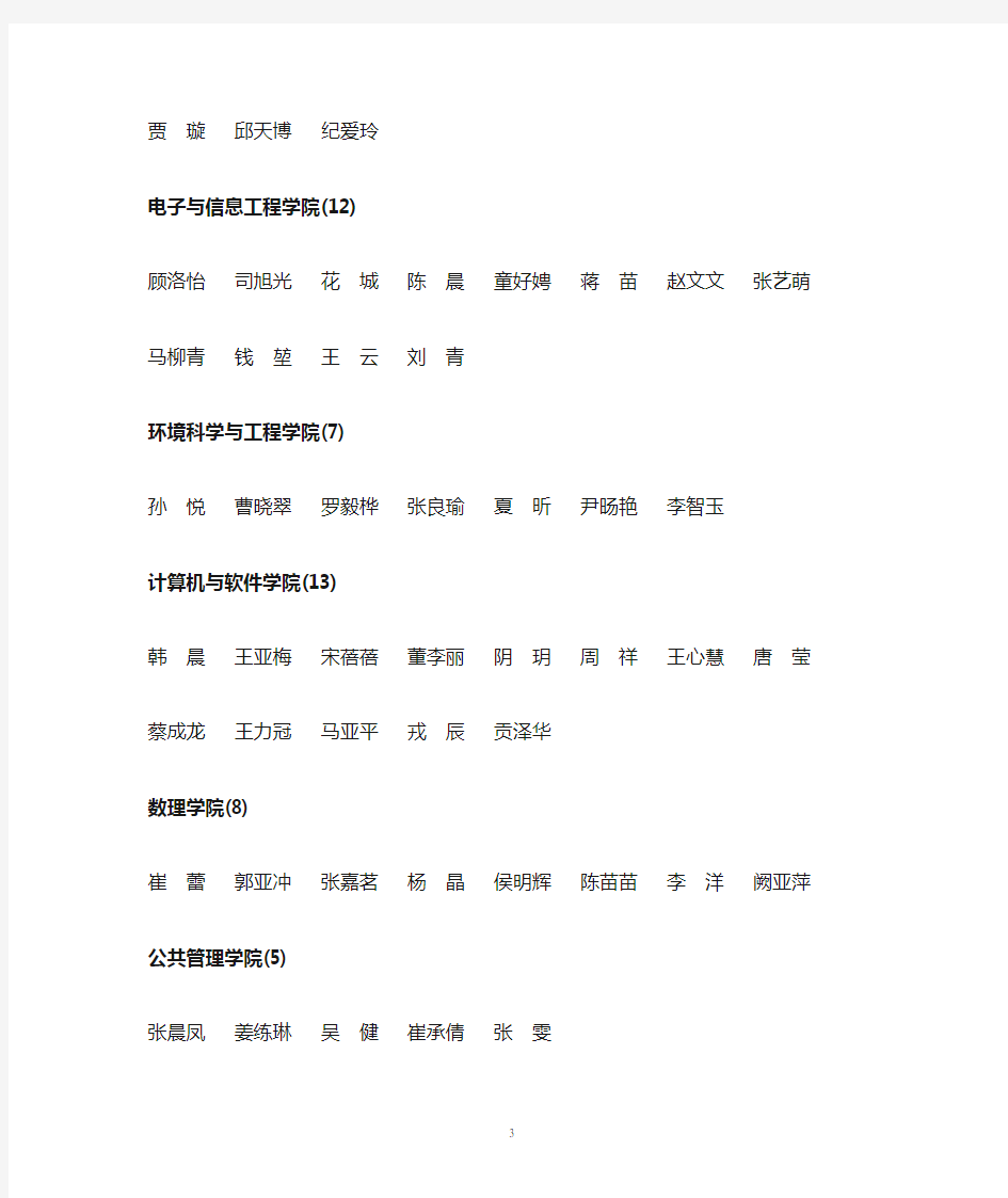 09级本科学生学校奖学金获奖学生名单