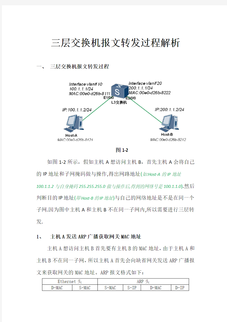 三层交换机报文转发过程解析