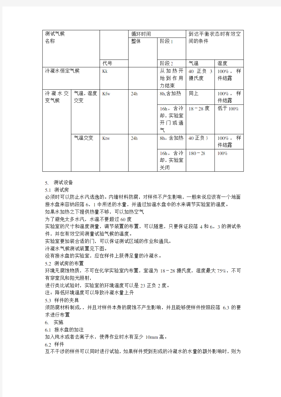 DIN 50017冷凝水测试气候