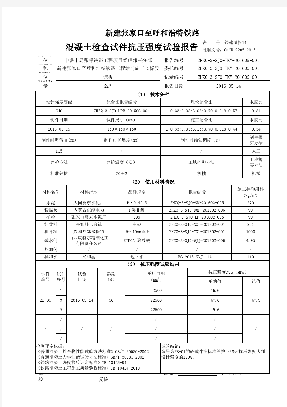 砼试块报告模板