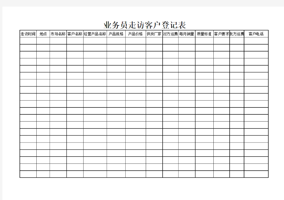 走访客户登记表