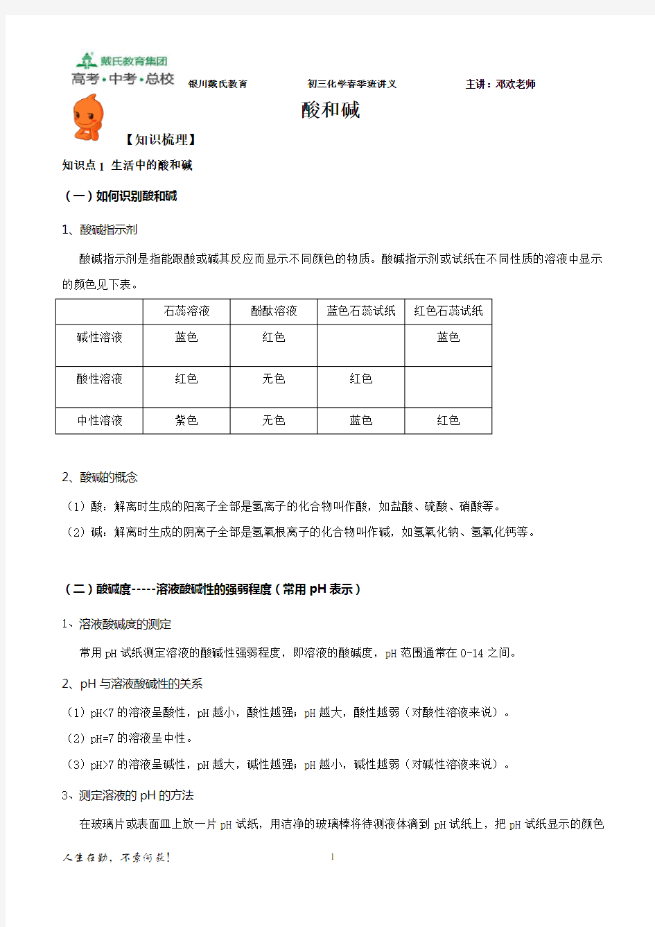 人教版九年级化学下册酸碱盐