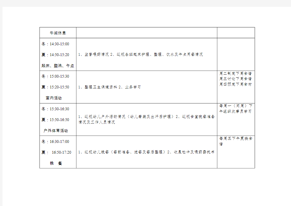 -幼儿园保健医生一日工作常规