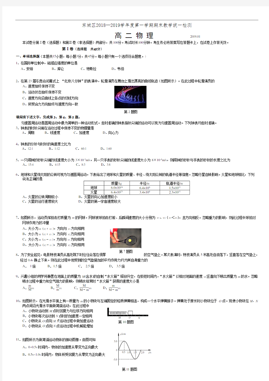 2019高二物理期末试题及答案.doc