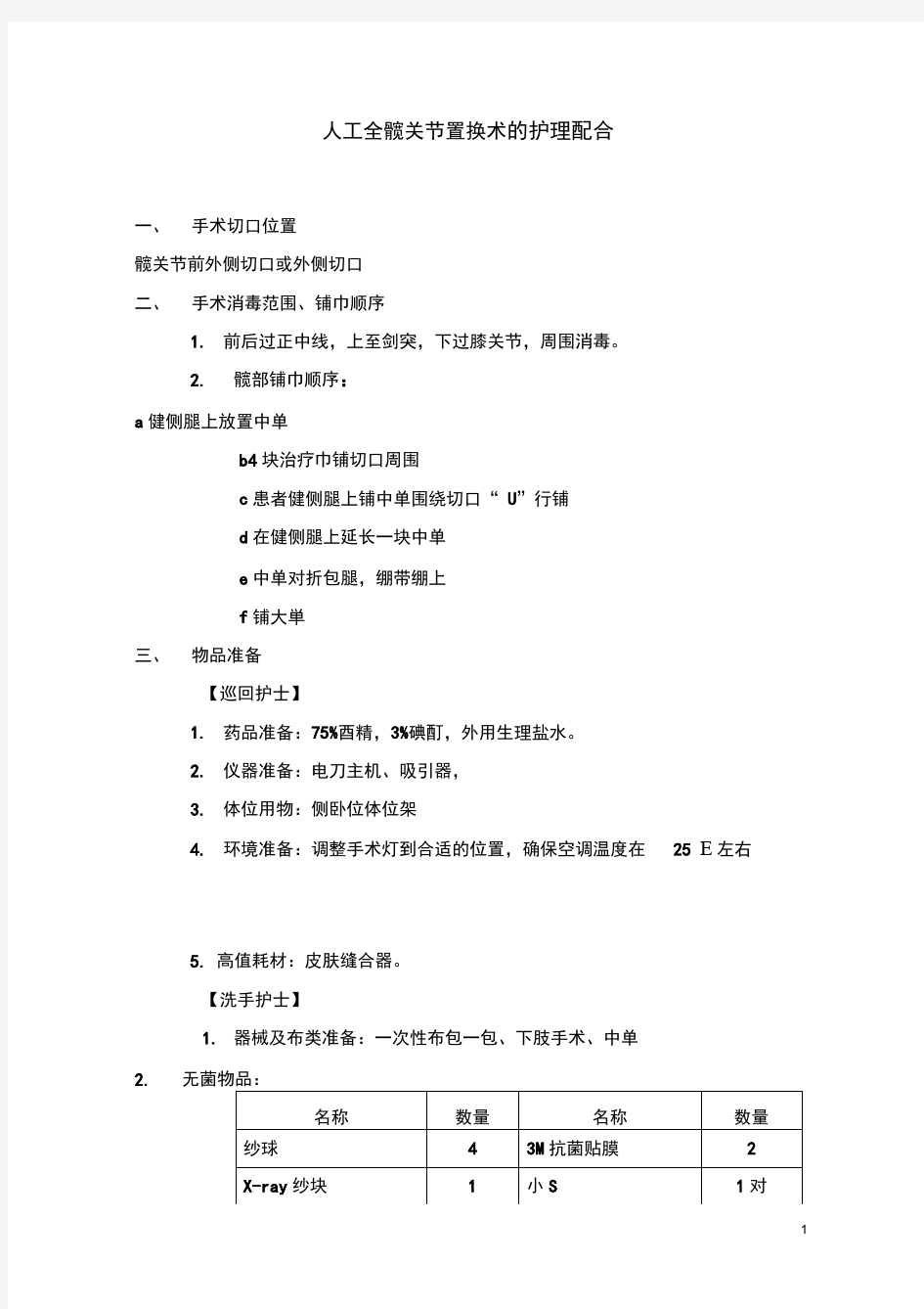 人工全髋关节置换术的护理配合