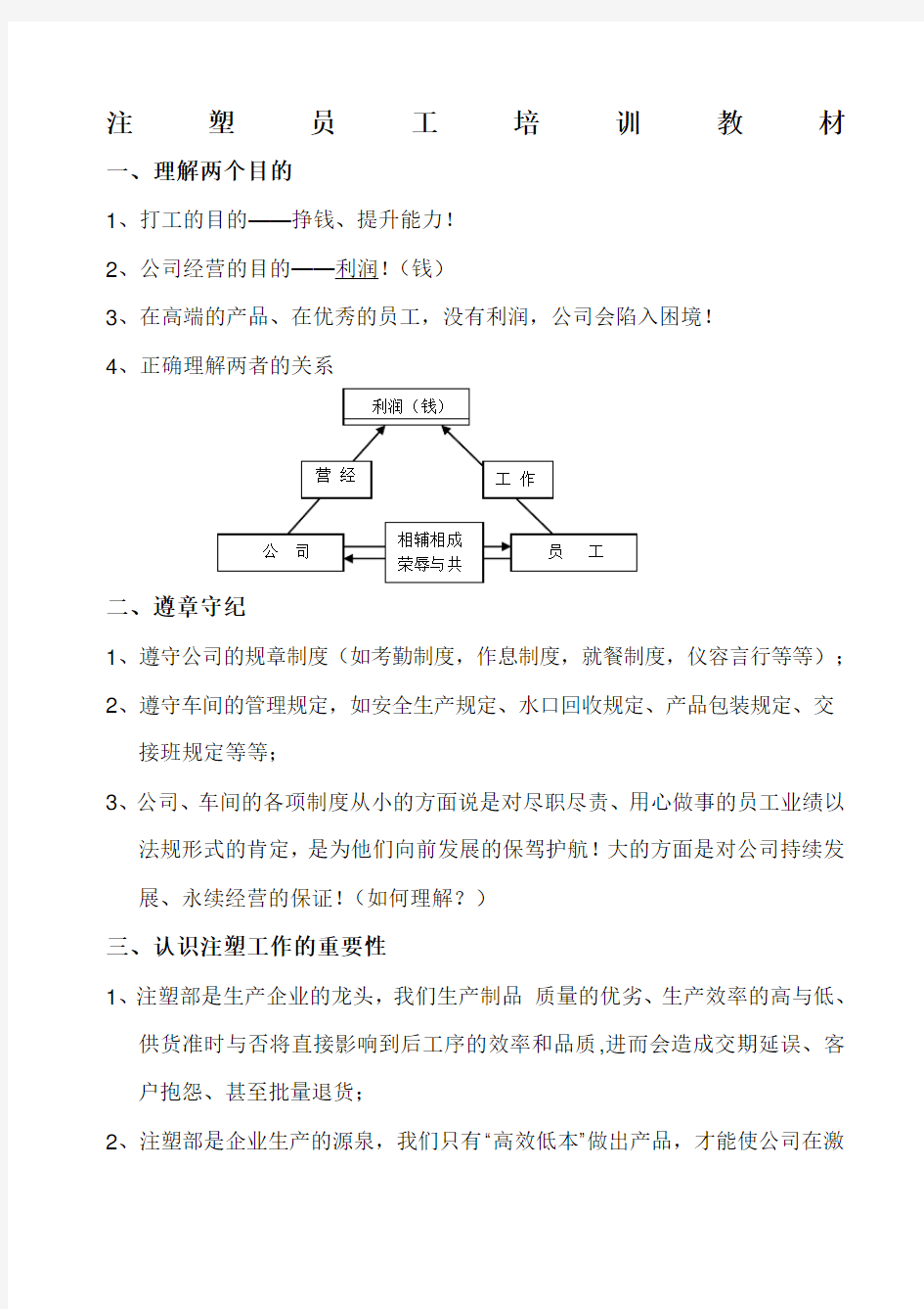 注塑员工技能培训