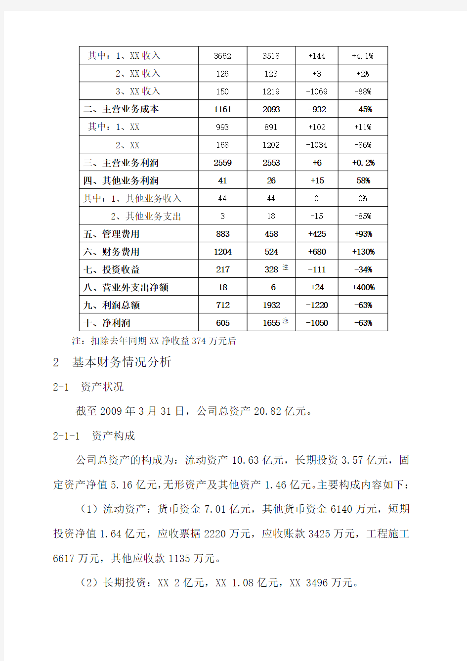 案例 某公司财务分析报告