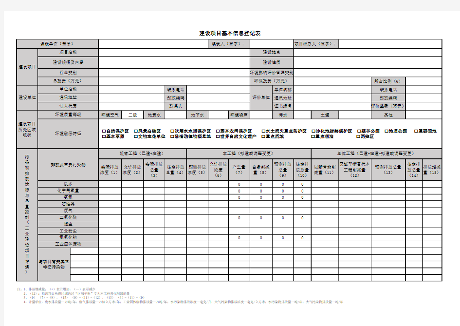 建设项目基本信息登记表