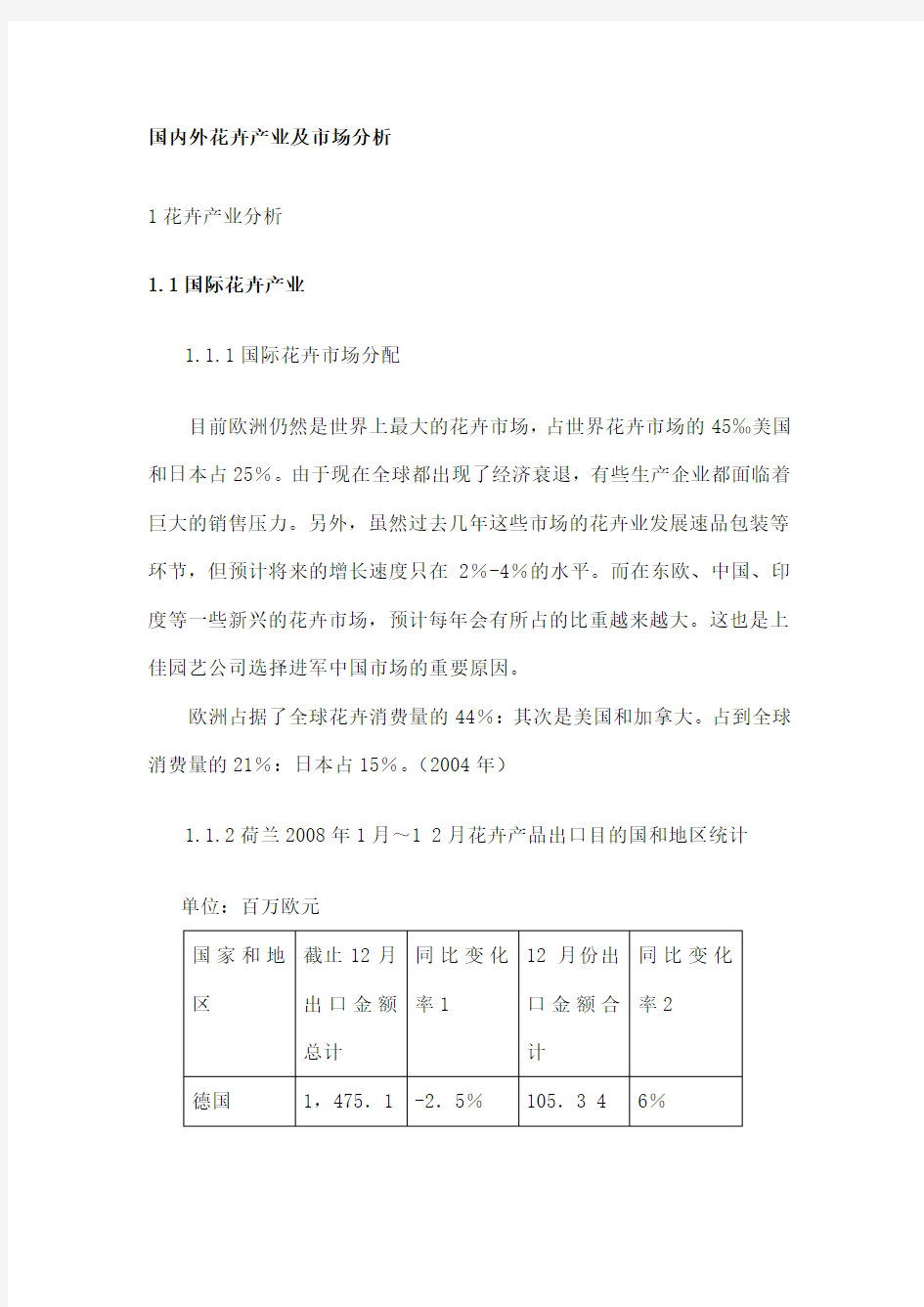 国内外花卉产业及市场分析