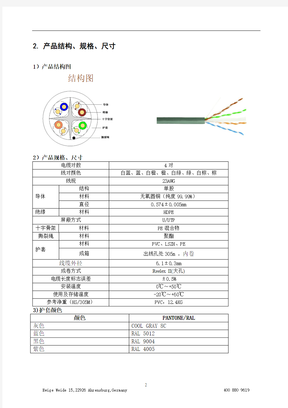 电缆产品系列规格书