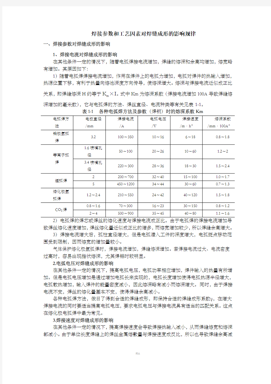 焊接参数和工艺因素对焊缝成形的影响