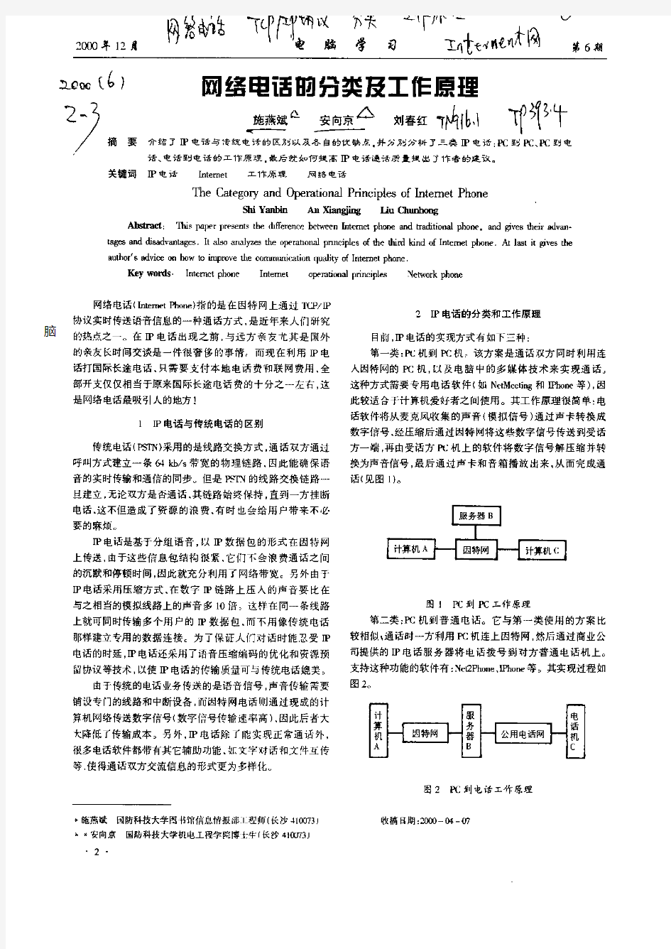 网络电话的分类及工作原理