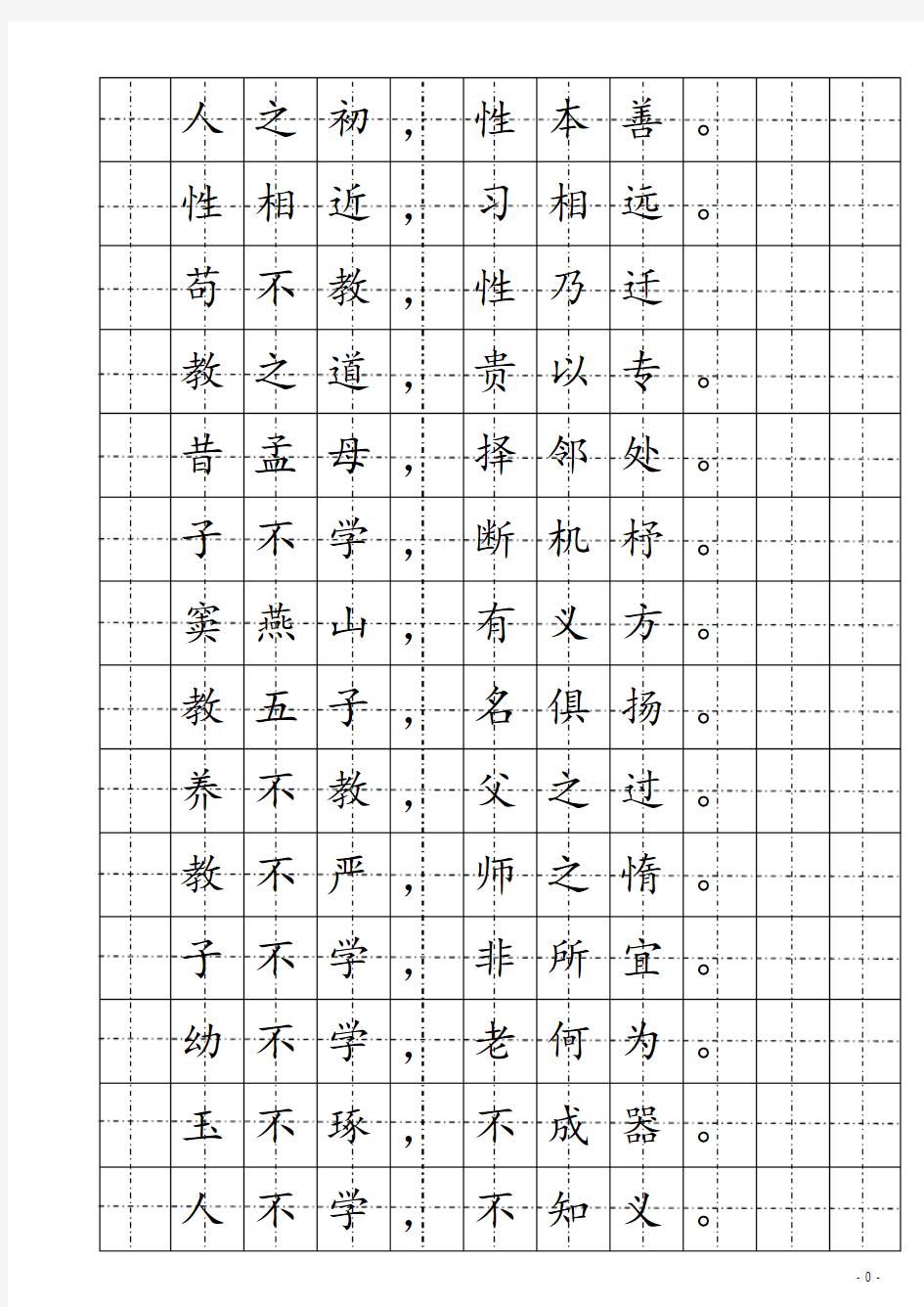 楷书钢笔字帖(三字经)