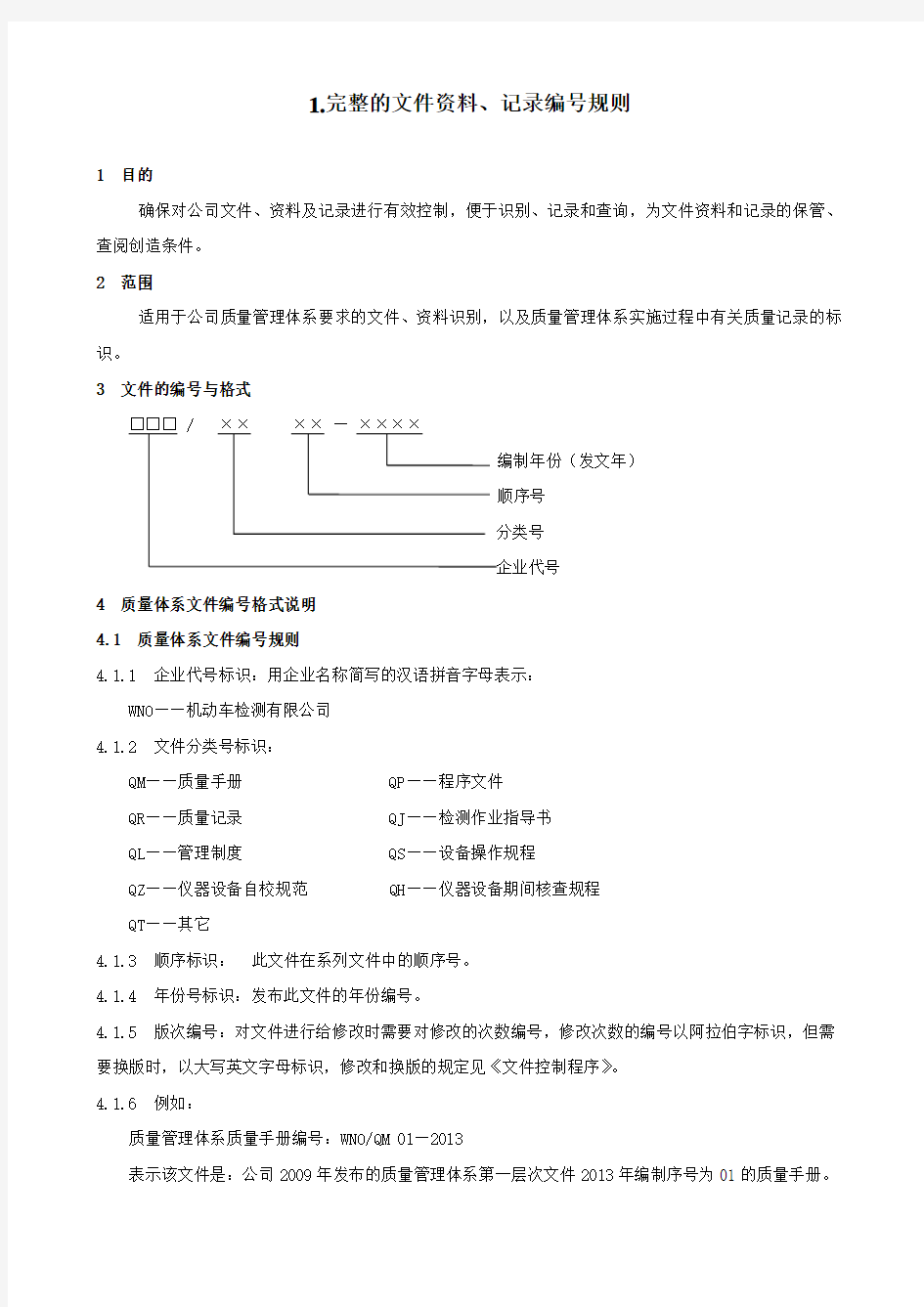 完整的文件资料编号规则