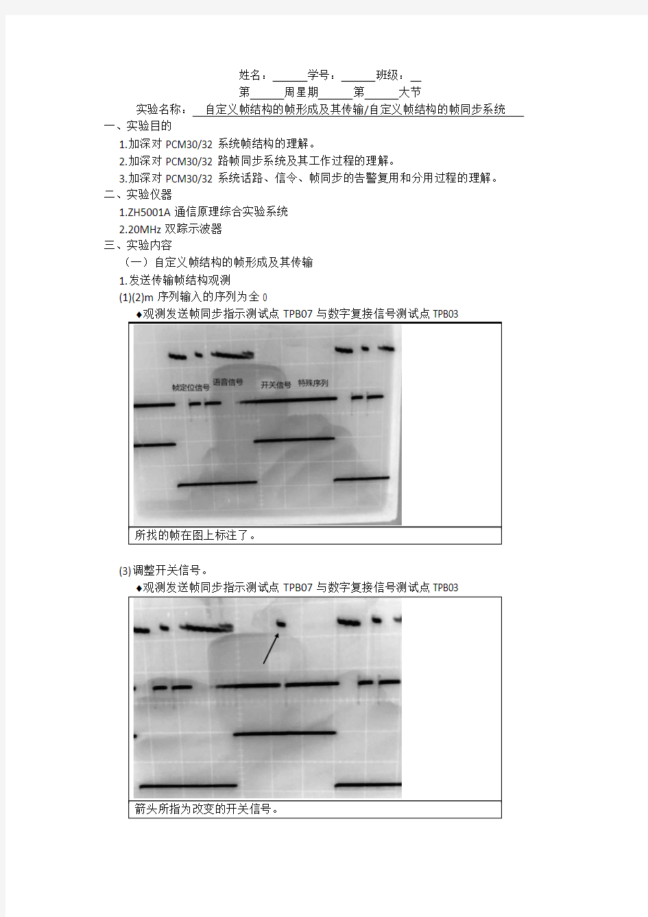 通信原理实验 自定义帧结构的帧形成及其传输 & 自定义帧结构的帧同步系统 实验报告