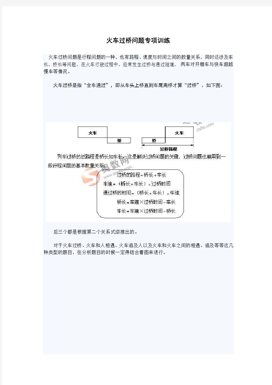 小升初火车过桥问题专项训练