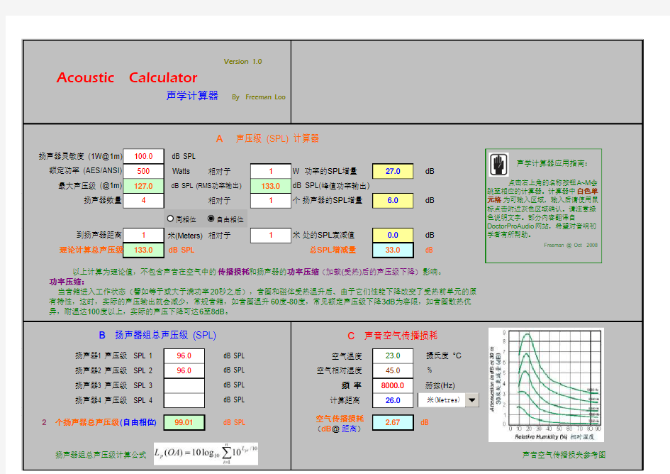 声学计算公式