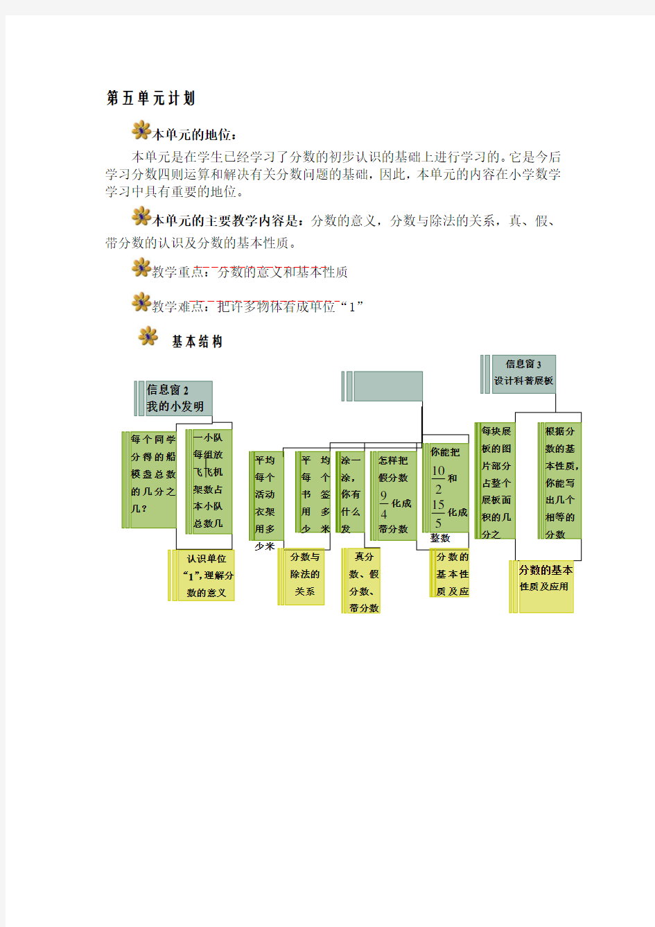 四年级数学下册第五单元备课