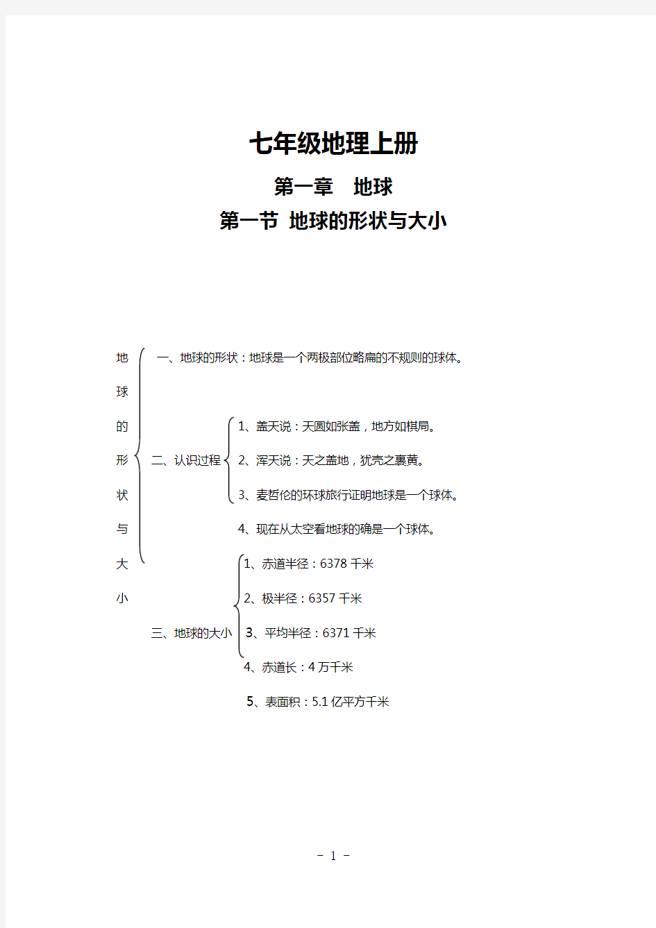 七年级上地理知识框架图