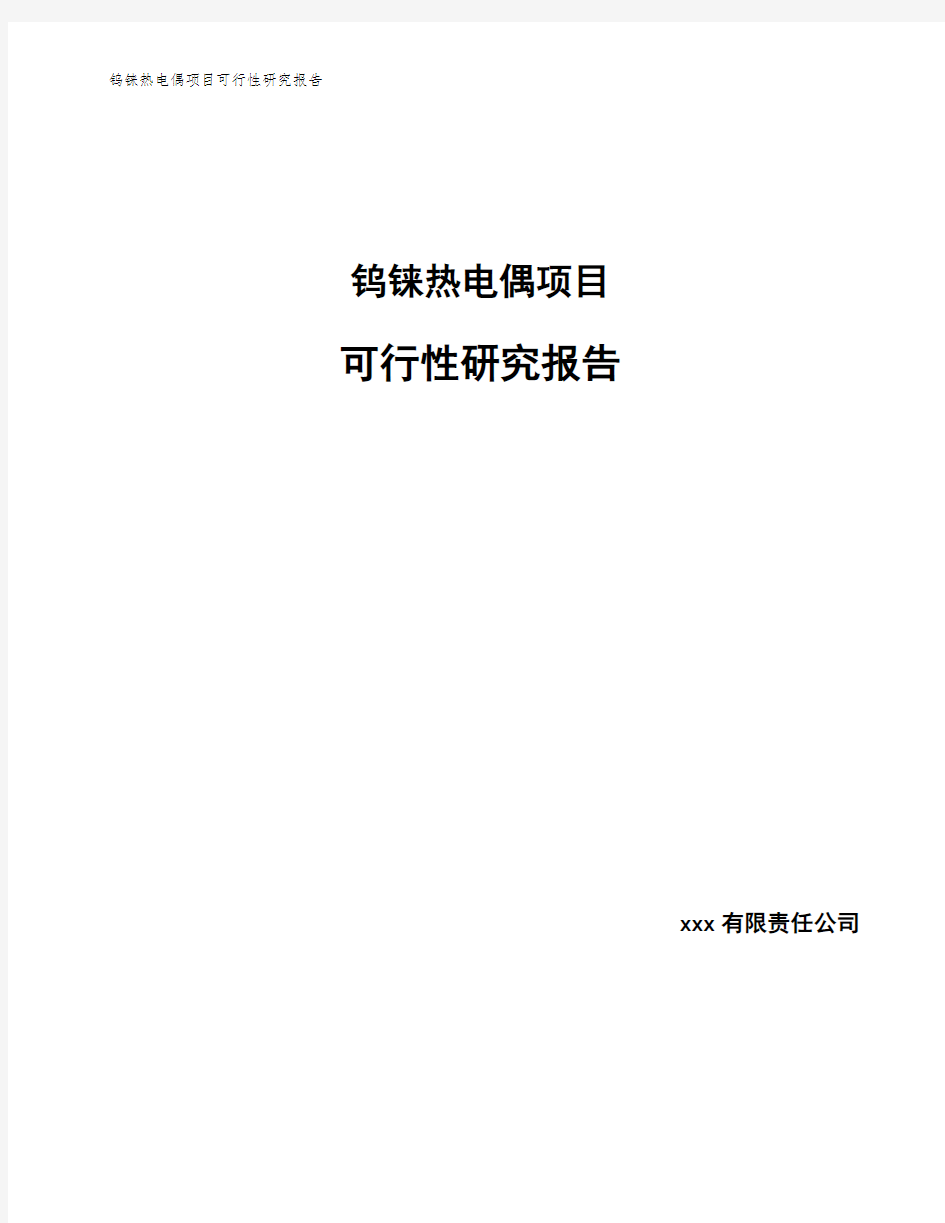 钨铼热电偶项目可行性研究报告