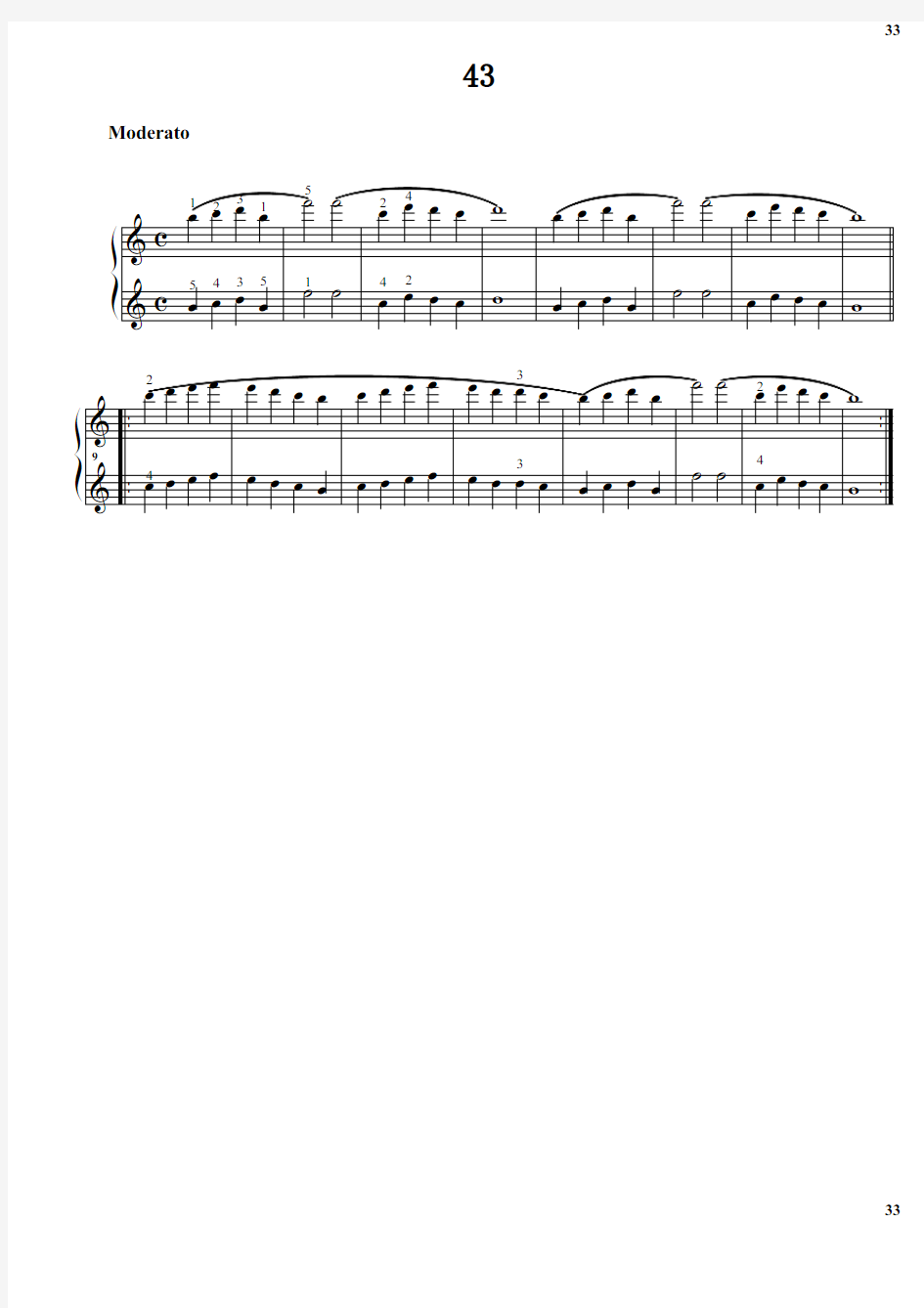 拜厄钢琴基本教程 第1阶段.43 原版 正谱 五线谱 钢琴谱