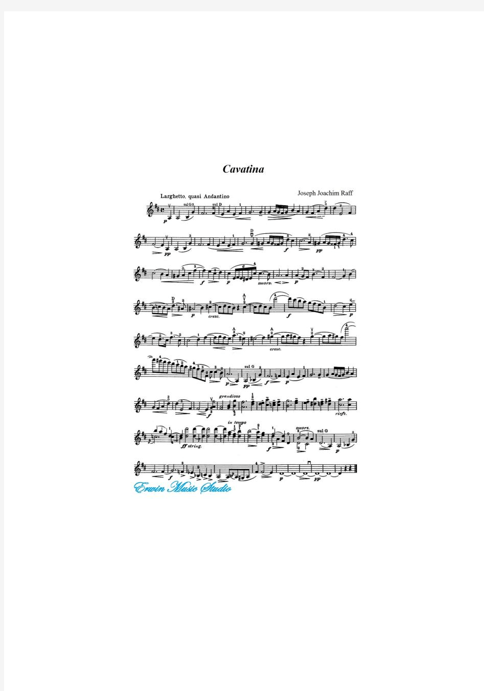 拉夫《卡伐蒂娜》小提琴曲谱