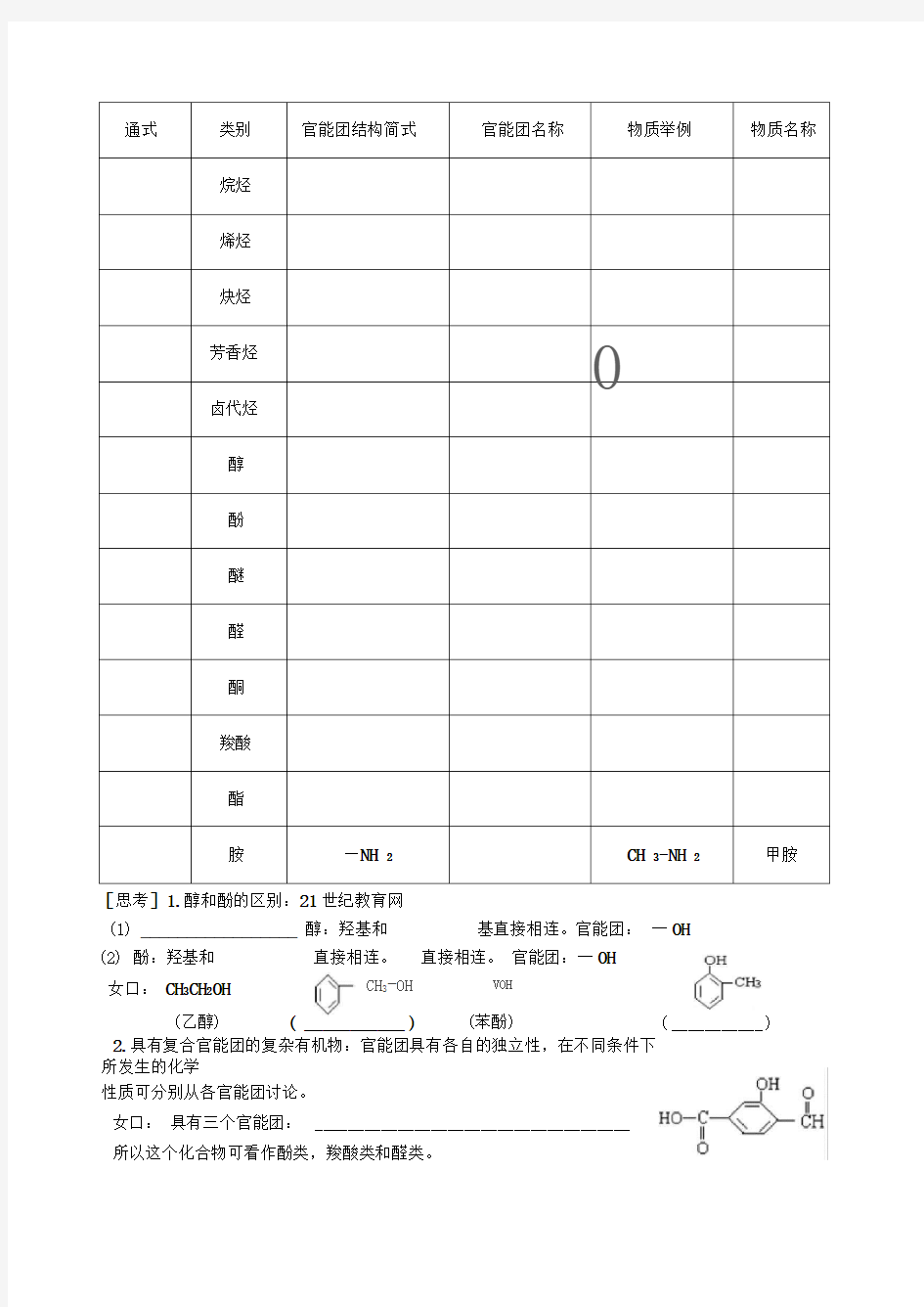 《有机化合物的分类》学案