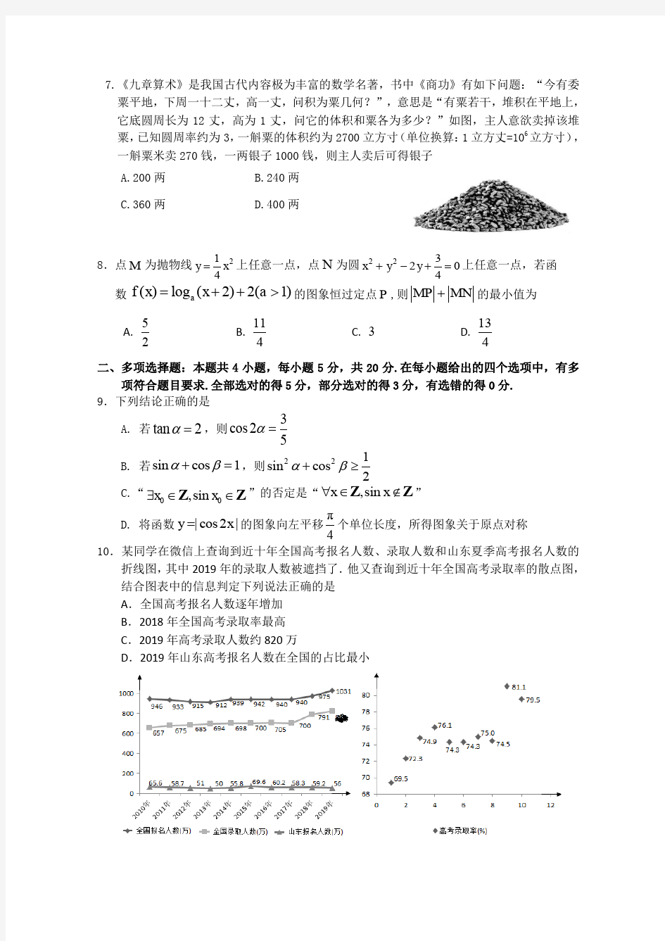 山东省2020年临沂市高三模拟试题数学(2020.4)(PDF版,含答案)