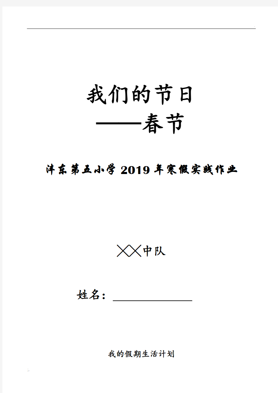 2019年寒假实践作业模板