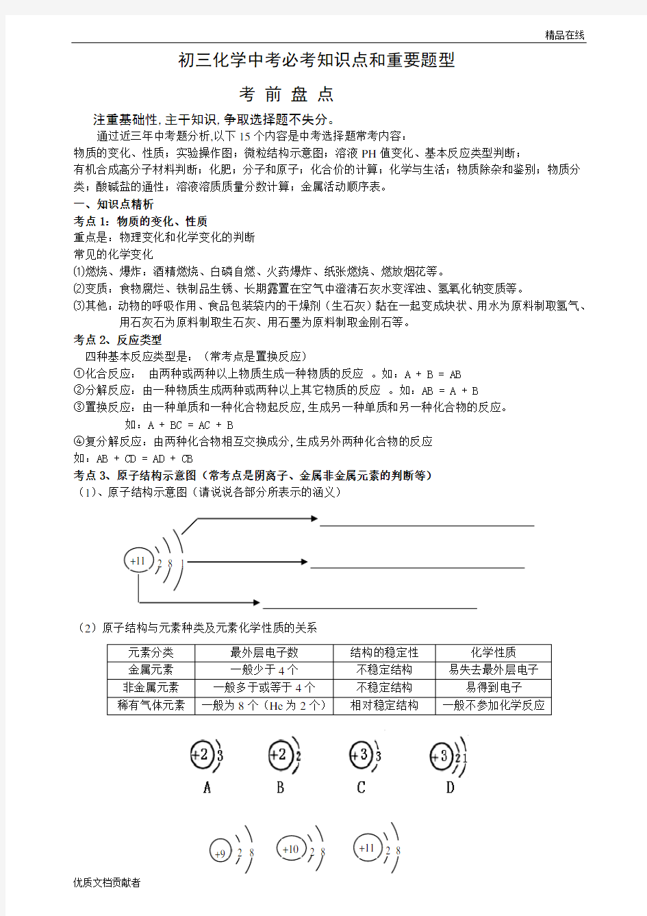 (已整理)2020-2020广东省中考化学必考知识点