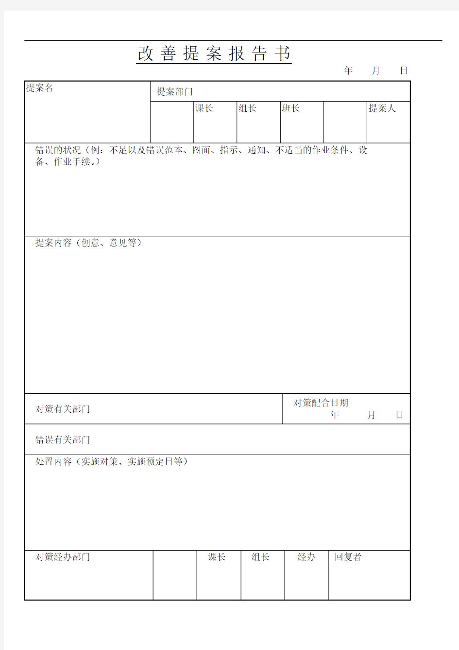 改善提案报告书