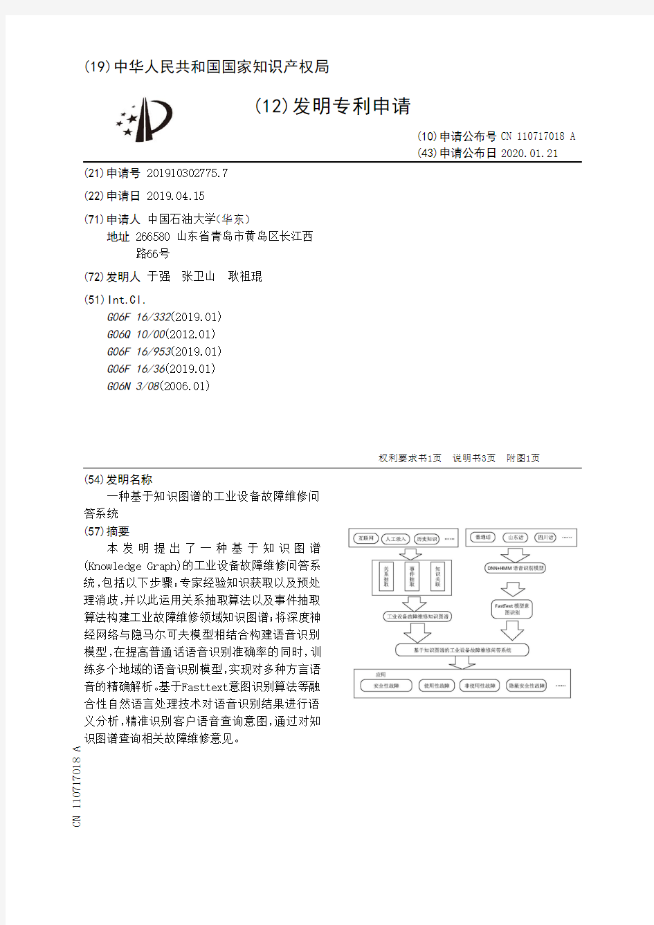 【CN110717018A】一种基于知识图谱的工业设备故障维修问答系统【专利】