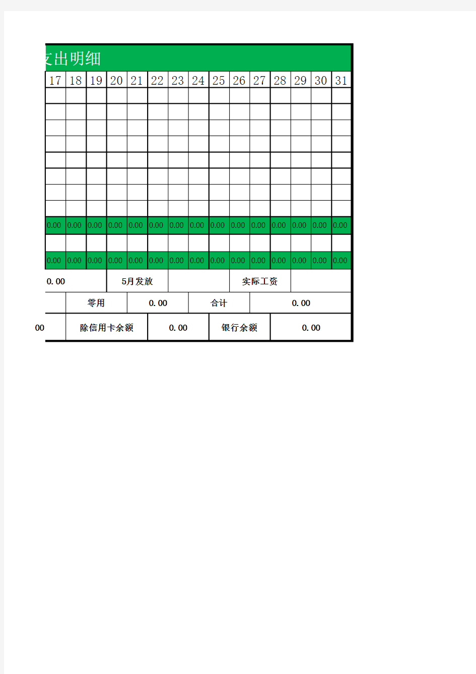 个人账户收支账目明细表【excel表格模板】