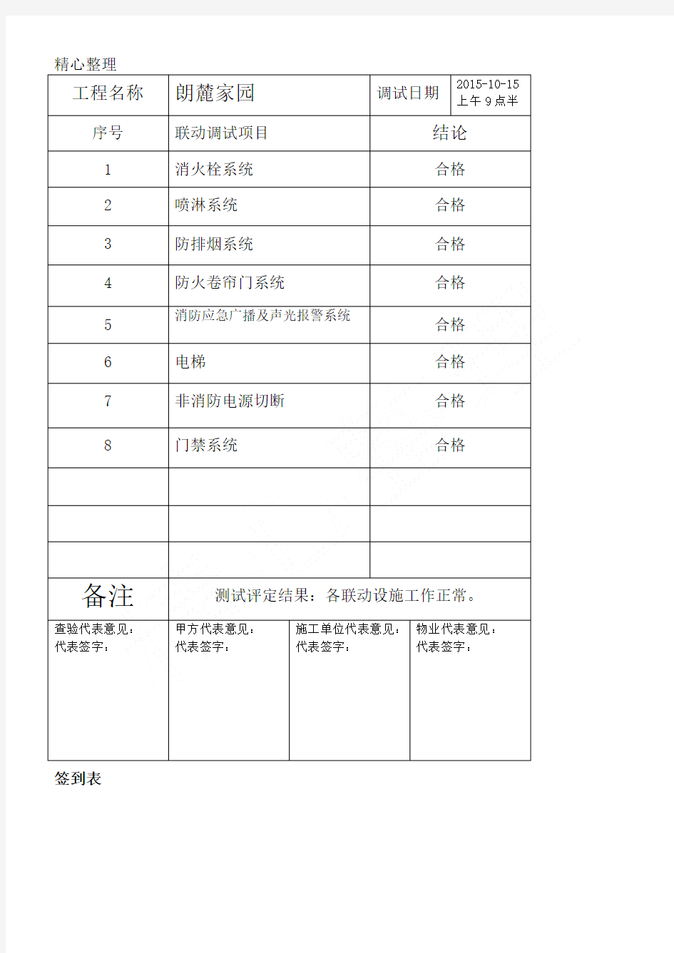 消防联动调试报告