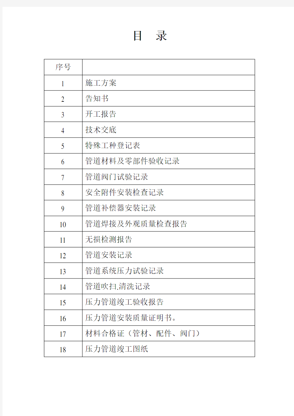 压力管道竣工资料格式